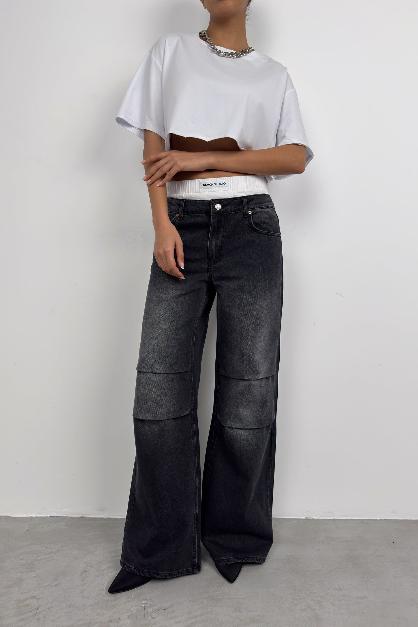 DENIM LOW WAIST JEANS (ZWART)