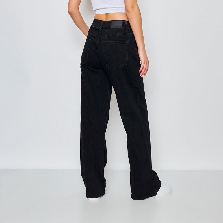 WIDE LEG JEANS (ZWART)