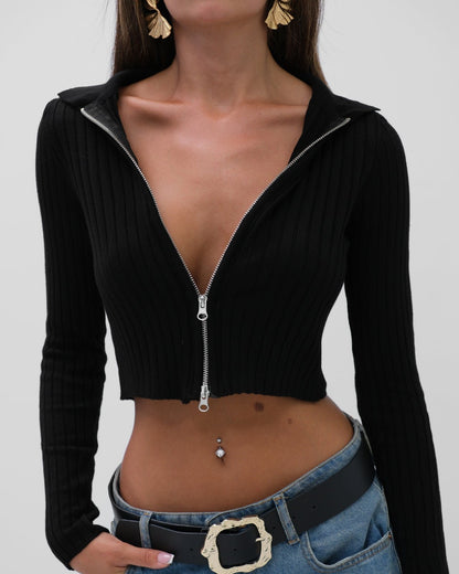 ZIP VEST (ZWART)