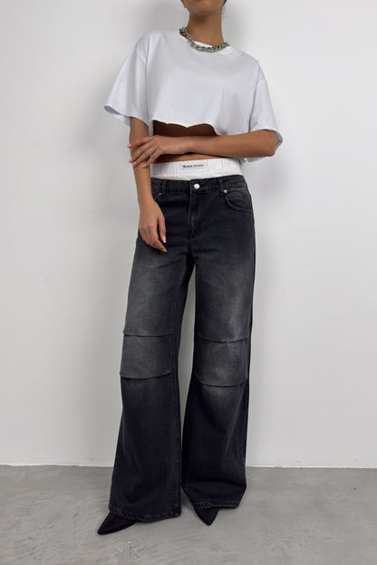 DENIM LOW WAIST JEANS (ZWART)
