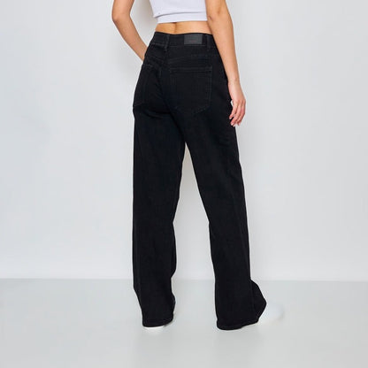 WIDE LEG JEANS (ZWART)